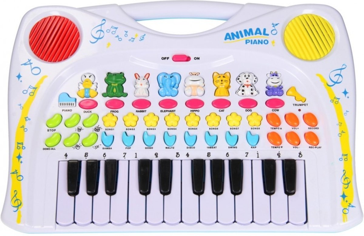 Lets Play Dierenkeyboard Met 24 Toetsen Wit 38 Cm